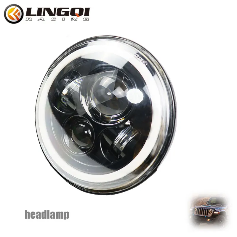 LINGQI Pit Dirt Bike LED Headlight Motorcycle Round Front Head Lamp 6.5 7 inch Universal for Motocross Off-Road Cafe Racer 125cc