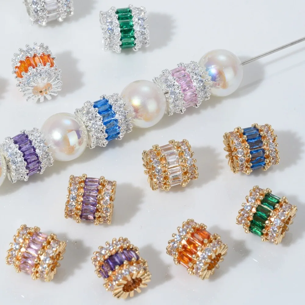 

Медная бусина 14-каратного золота, цирконий, большие отверстия, разделитель бусин, колесо, ожерелье из бисера, хрустальные бусины, аксессуары ручной работы «сделай сам»