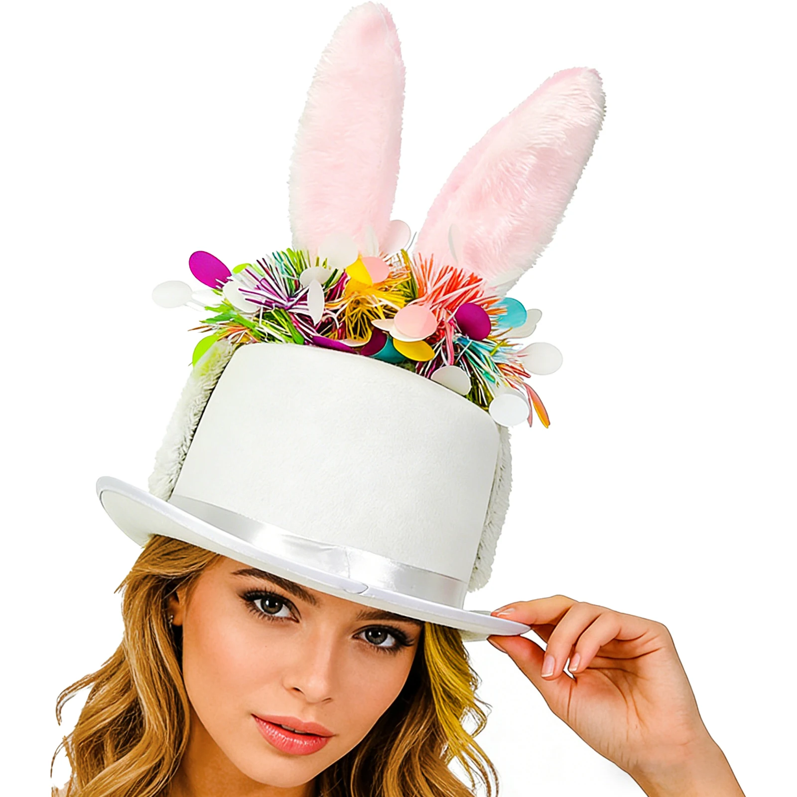 1Pcs Adults Cosplay Hat Easter Rabbit Ears Hat Bunny Ear Top Hat for Women Men Halloween Costume view 3