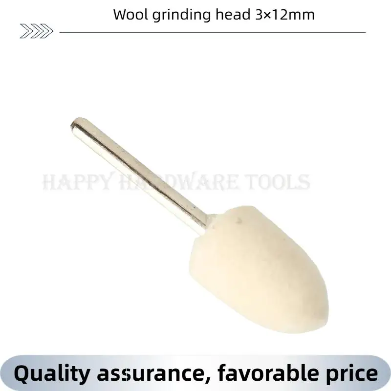 Roda Poles Wol Felt dengan Shank 3mm untuk Mesin Gerinda, Bor, dan Alat Putar, Grit 12mm