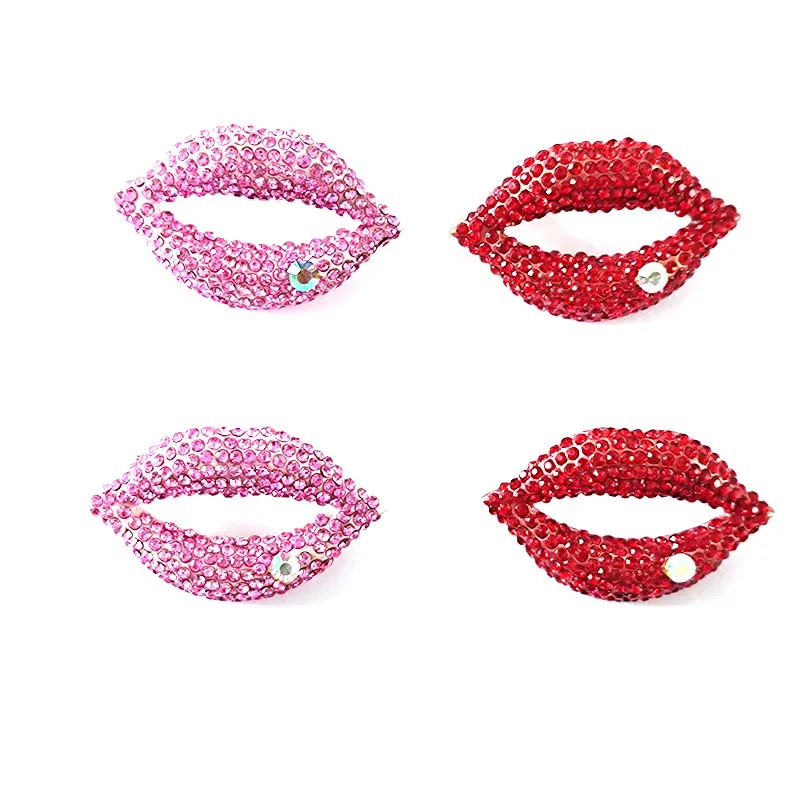 

10pcs Lip Brooches with Rhinestons for Women High Grade Fashion Pins Coat Accessories Jewelry Gifts BH001-BH004