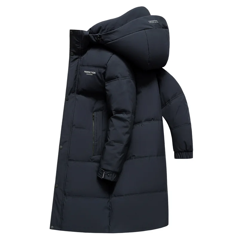 Winter Luxury Brand Men's Down Jacket Coat Parkas Padding Warm Puffer Jackets Long Man Jacket Knee Length thicken Hooded HXY0258