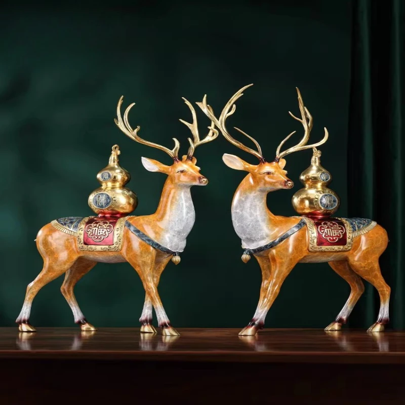 

Brass gourd sika deer ornament, a pair of home entrances