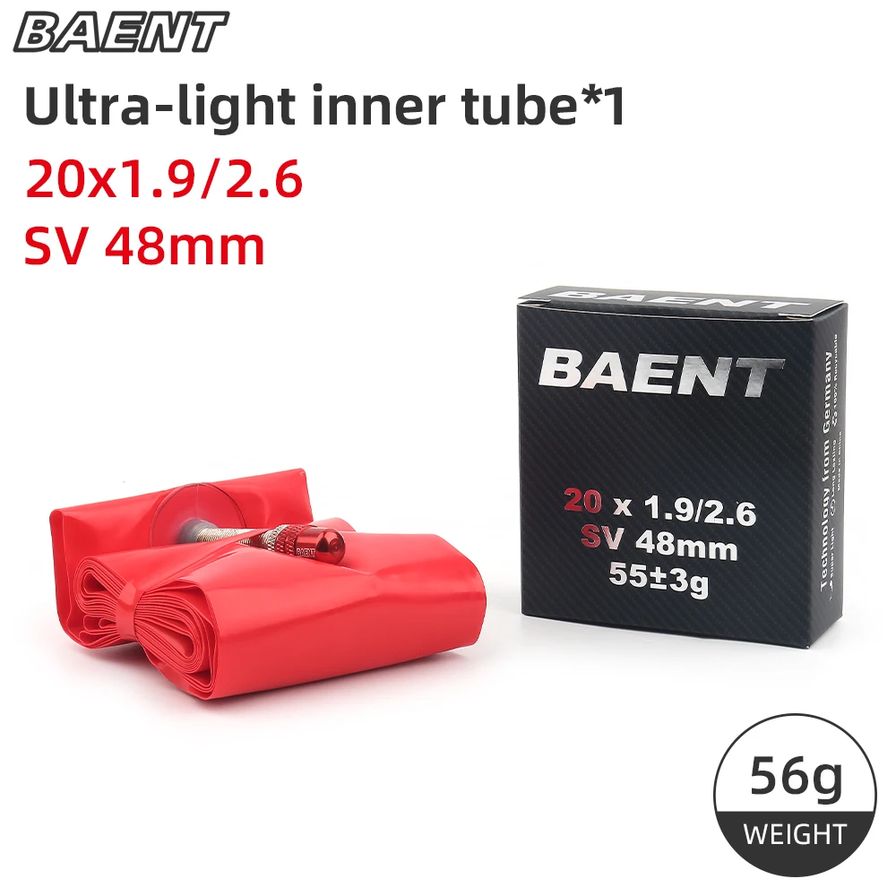 BAENT Small Wheel Bicycle Mountain Bike Ultra-Llight Tire 26/20/27.5/29X1.9/2.6 Schrader Valve SV 48MM MTB Bicycle Inner Tube