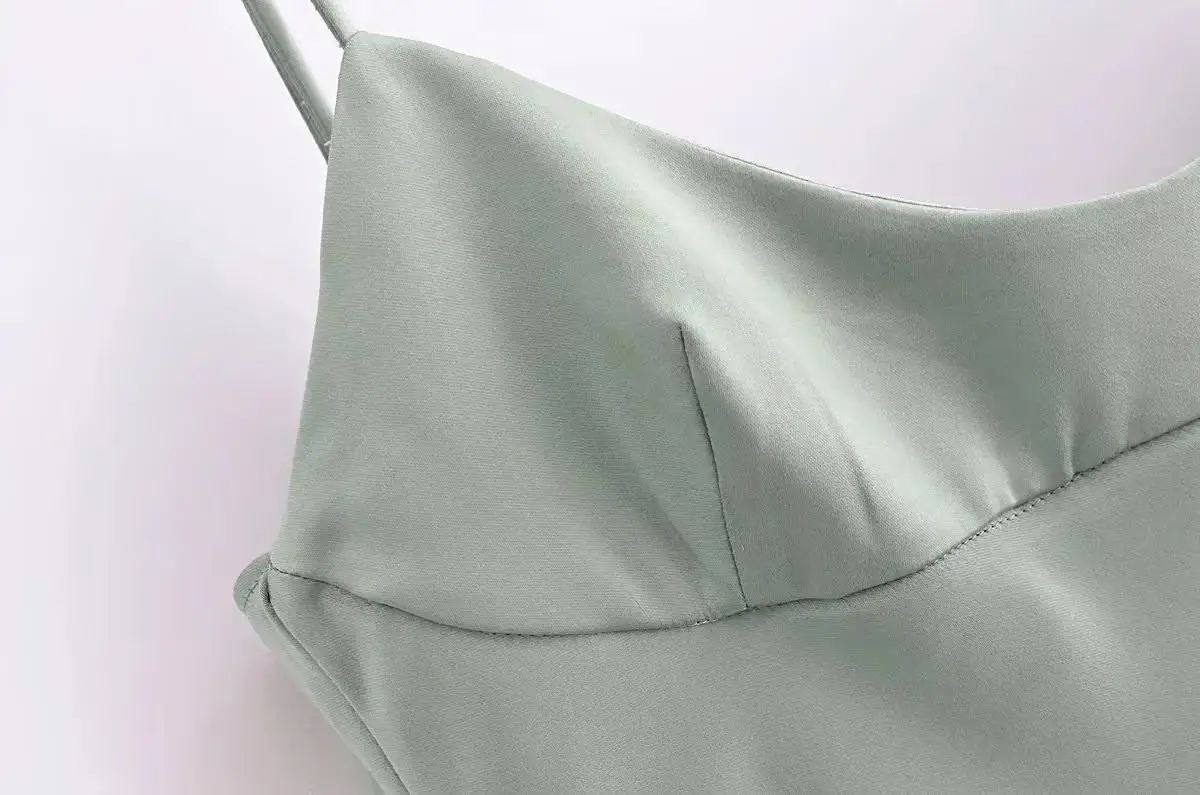 Summer Backless Camisole Dress Women Green Slim Midi Party Dresses
