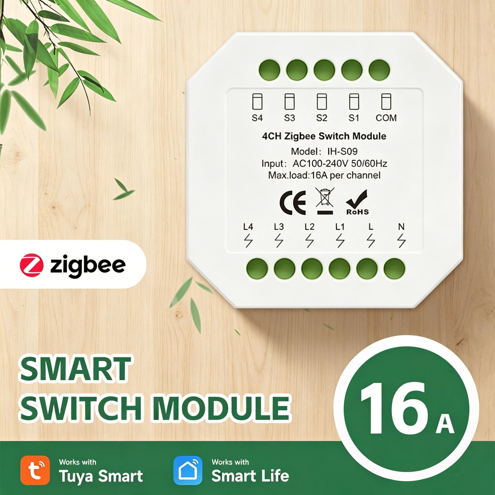 Tuya ZigBee 4CH 16A Smart Switch Module 1/2/3/4 Way Light Control Alexa Google Home Voice Control DIY Smart Relay Switch