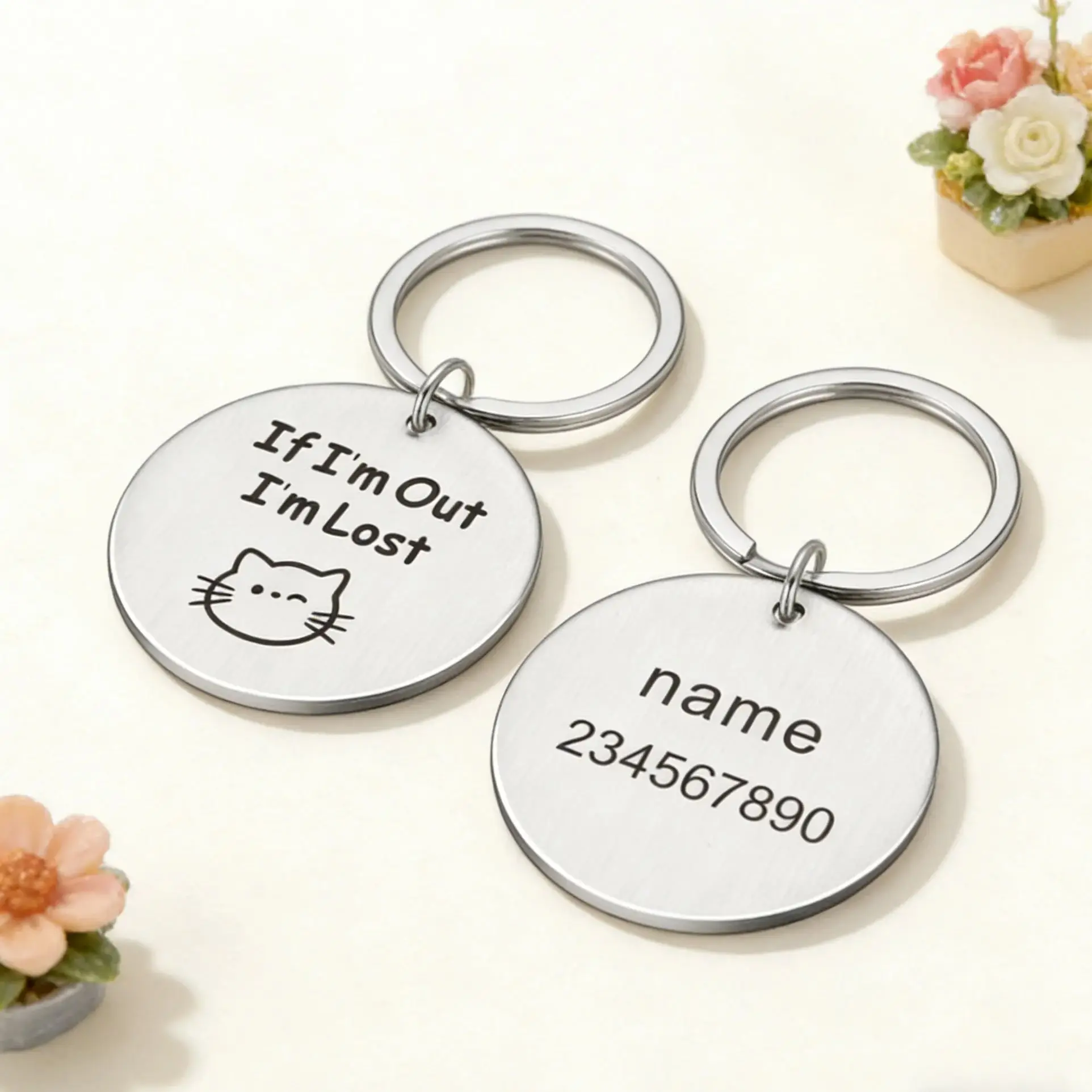 Custom Stainless Steel Pet ID Tags - Circular Carved Engravi