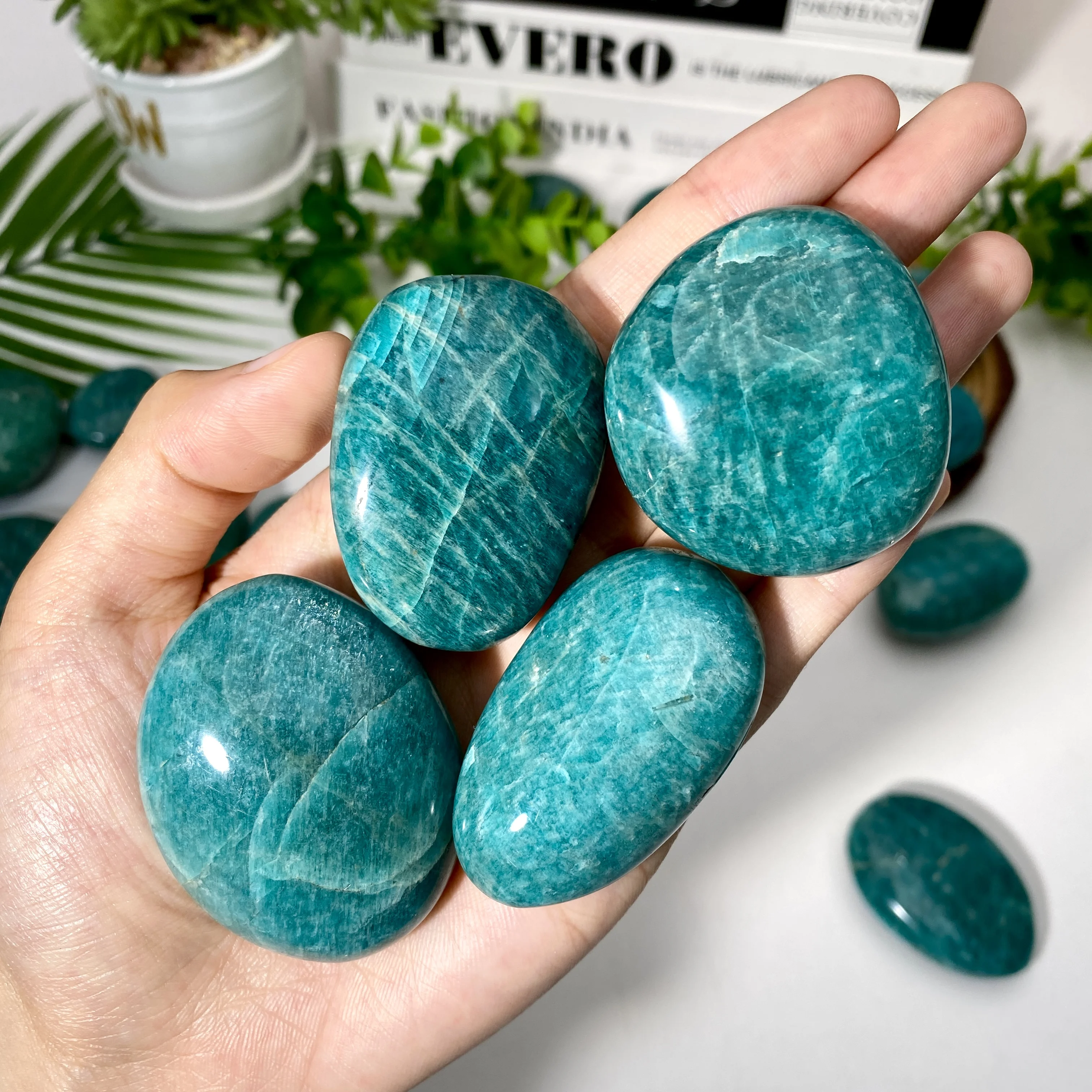 Random 1PC High Quality Amazonite Palm Natural Crystal Palm,Glitter,Jewelry Making And Decorative Stone,Birthday gift,Decoration