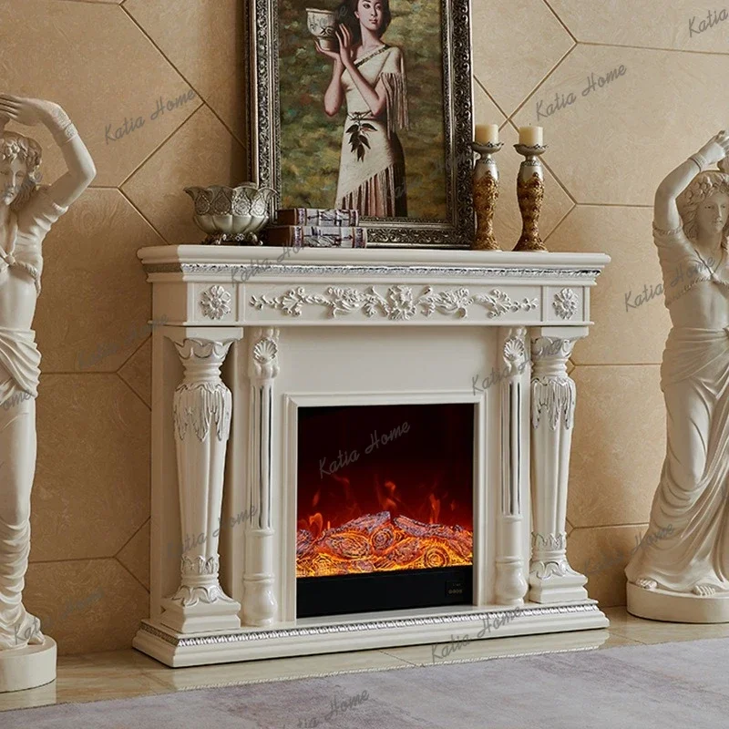 LD Household Villa Living Room Cabinets Simulation Flame Heating Decorative Fireplace Retro European-style Furniture
