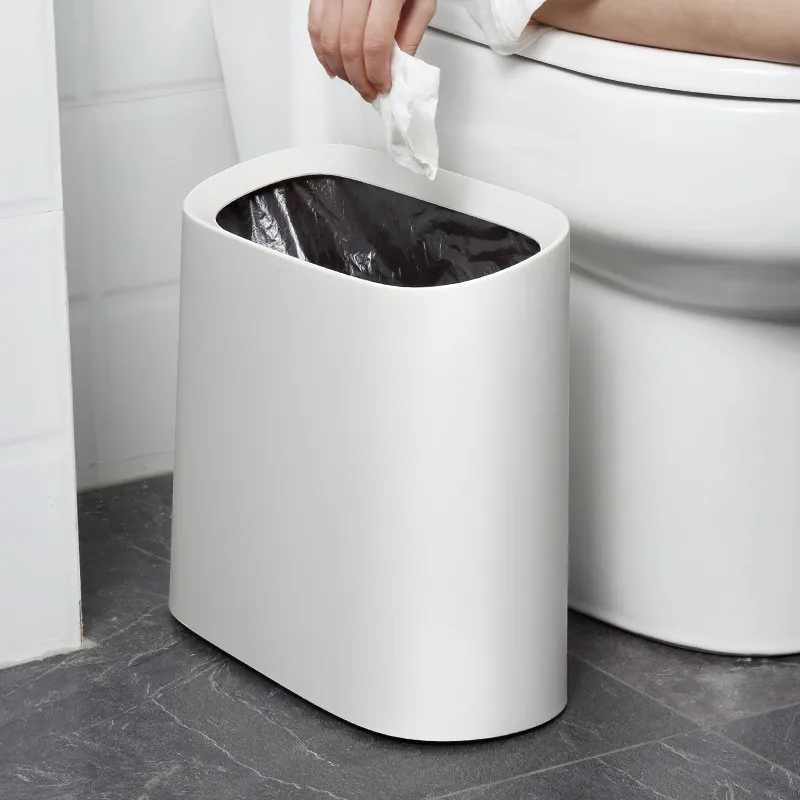 

Sandwich Garbage Bin Household Living Room Kitchen Bathroom Uncovered Narrow Seam Storage Bin Creative Diagonal Paper Basket