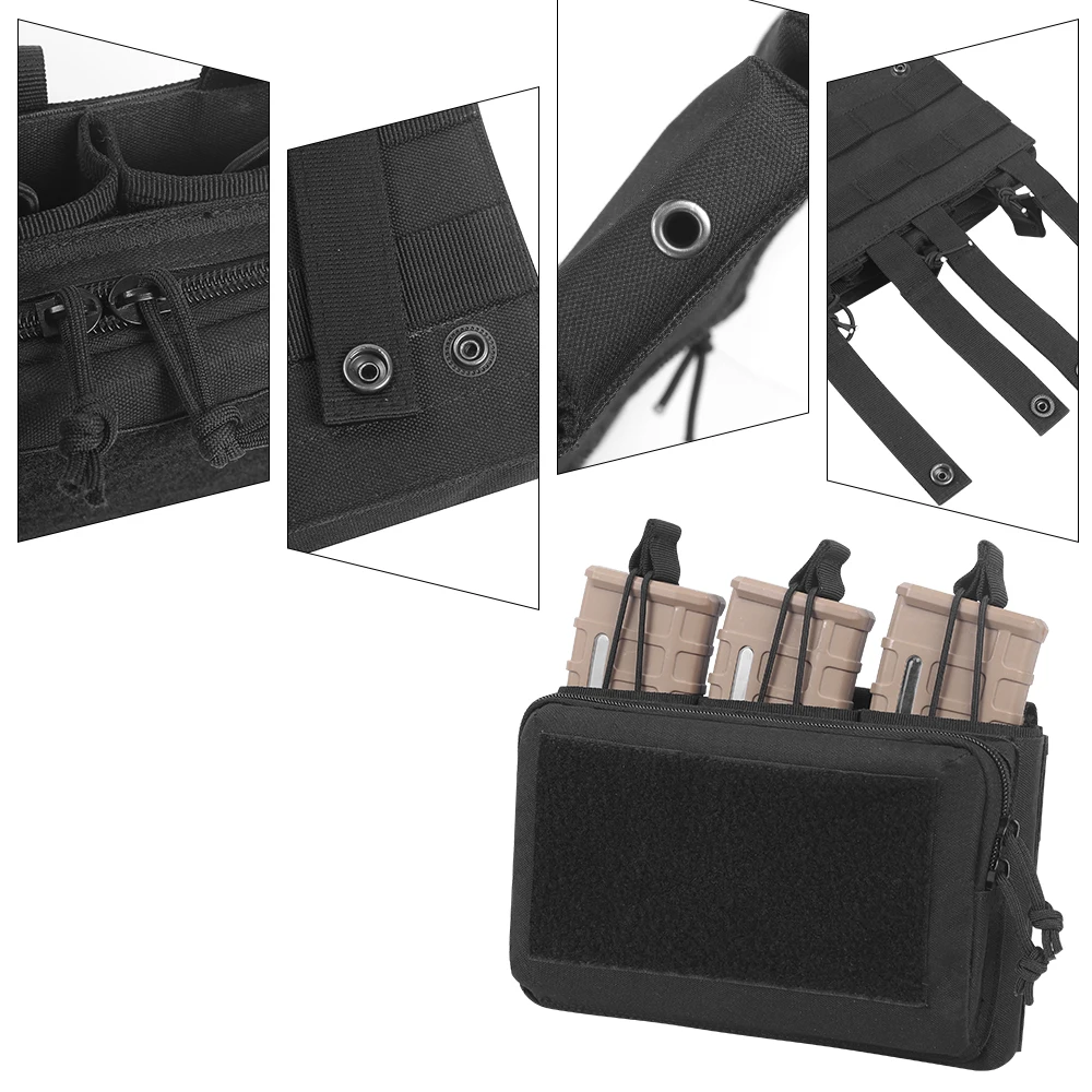 Tactical Triple Magazine Pouch .223/5.56mm Open Top Mag Bag Molle EDC Bag with Hook Loop Patches Airsoft Hunting Accessories