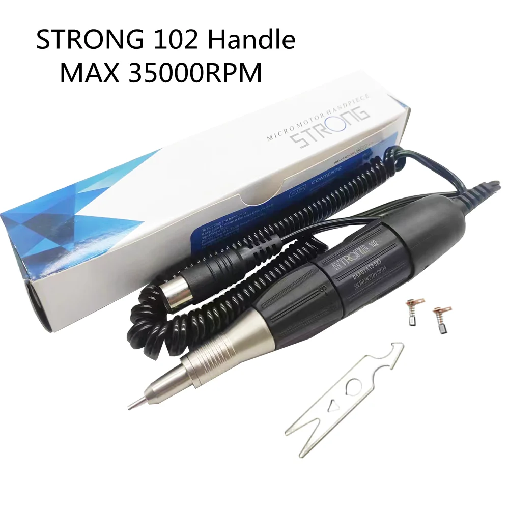 STRONG 102 Micromotor Handle 65W 35000RPM Electric nail drill for STRONG 210 90 204 MARATHON Milling Cutter For Removing Gel