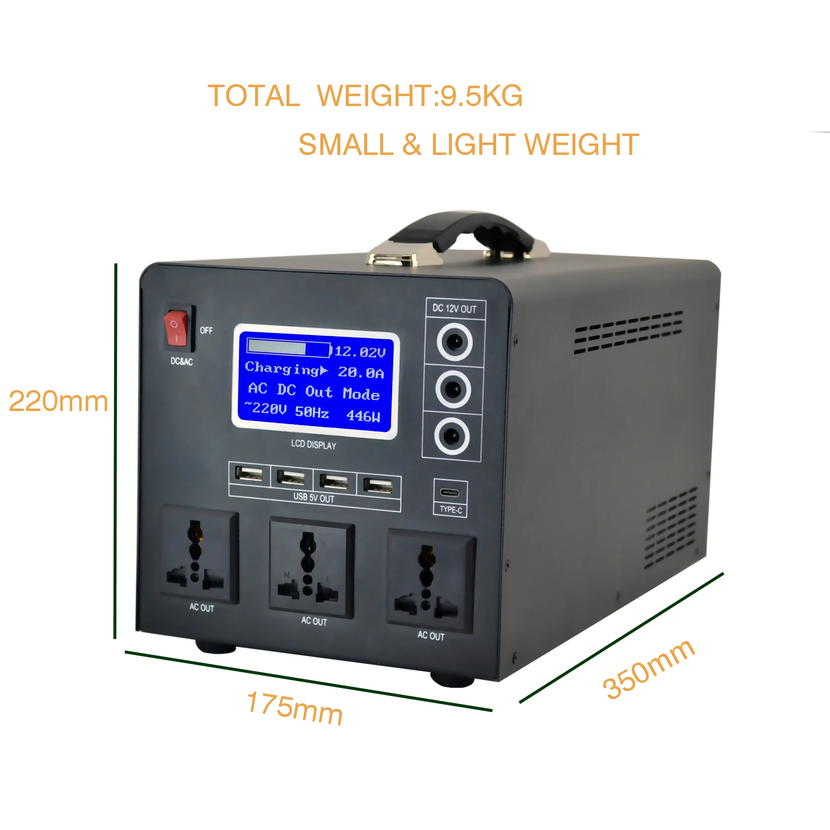 Generador de energía Solar portátil, batería de litio, 110v, 220v, CA