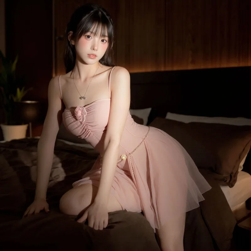 Сексуальное женское белье, сексуальные подтяжки с низким вырезом, прозрачная грудь, украшение в виде розы, горячая и соблазнительная страстная ночная рубашка