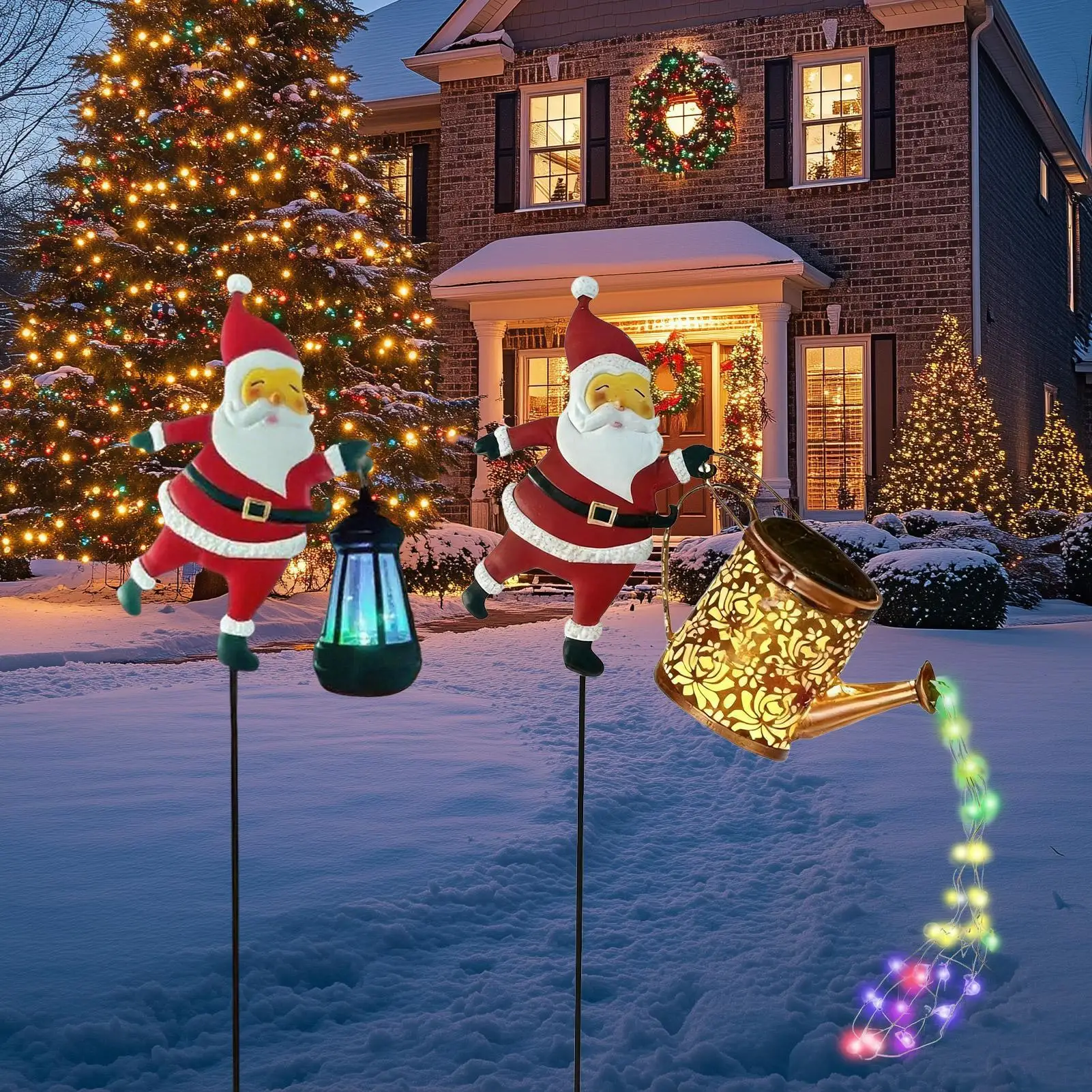 

Рождественские солнечные фонари для чайника, садовый газон, декоративный Санта-Клаус, чайник, наземная лампа, солнечные светодиодные ночные огни, уличный декор