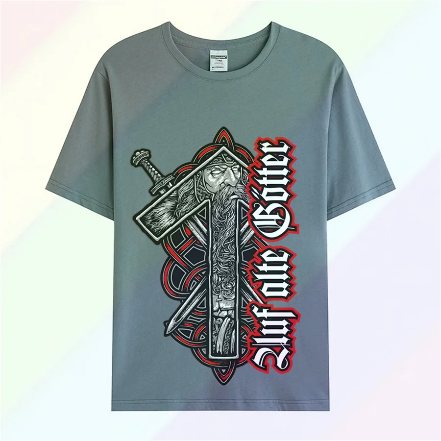 Nordic vi Könige Odin Gott des Krieges Runen T-Shirt. Neue 100% Baumwolle Kurzarm O-Ausschnitt lässig T-Shirts lose Top-Größe