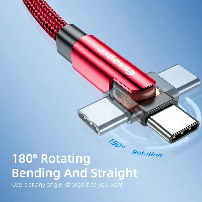 Kabel szybkiego ładowania Micro USB typu C ładowarka do iPhone Xiaomi telefon komórkowy 540 obracać przewód