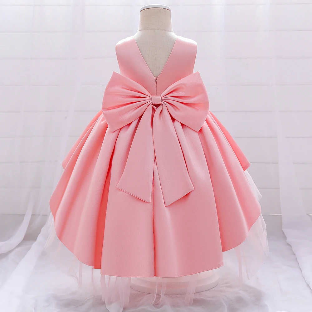 Elegant Bow Baby Party Dress Christmas Costume Toddler Lace 1st Birthday Wedding Princess Dresses Bridemaid Kids Clothes Vestido