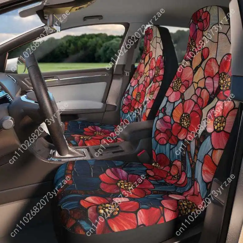 

Stained Glass Cherry Blossom Car Seat Covers Universal Environmentally Friendly Interior Decorations Comfortable Car Seat Covers