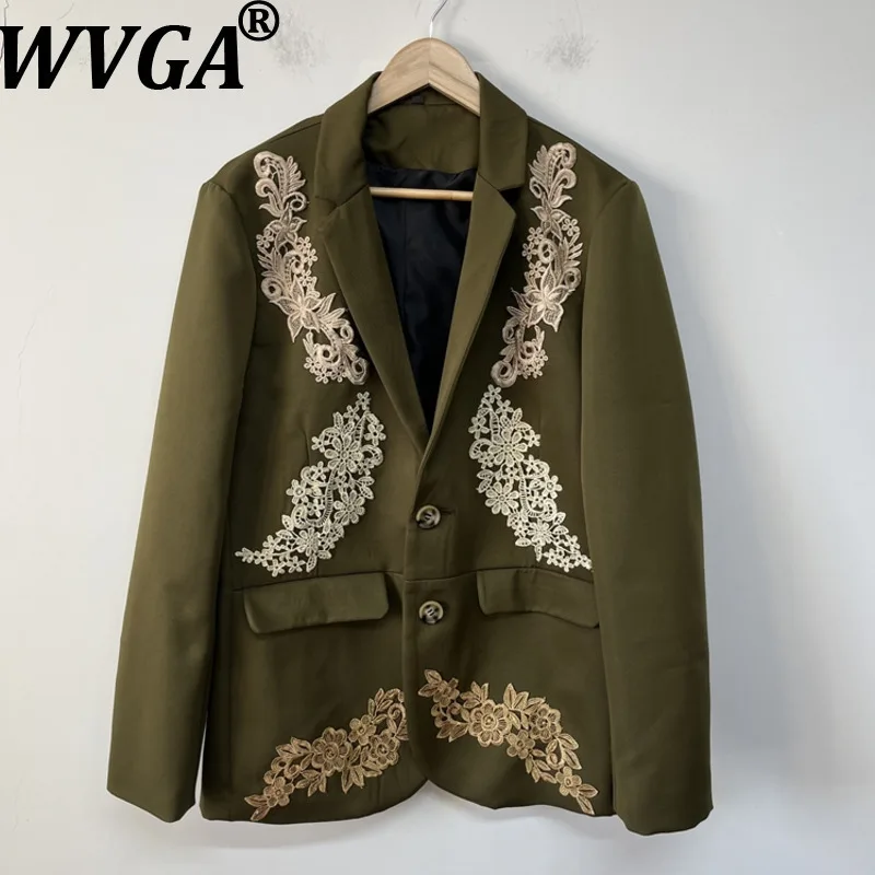 

WVGA Spring Autumn New Men Tide Gold Embroidered Trendy Turn-Down Collar Suit Jacket Niche Chic Casual Long Sleeve Blazer W16138