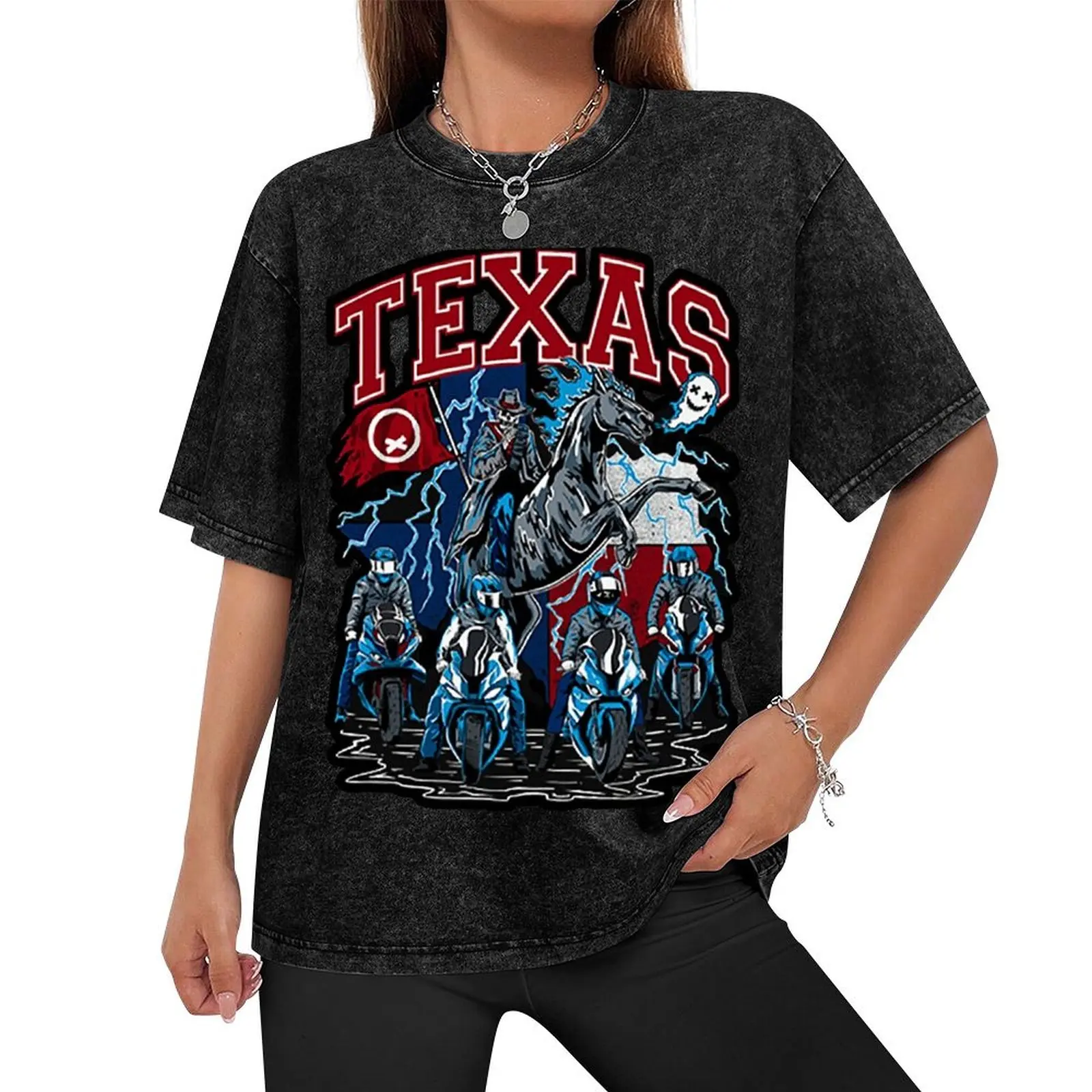 Quiet Club Racing - Ghost Racing Texas Design 2024 Motorcycle Rally Event Merch T-Shirt plus sizes clothes mens clothing