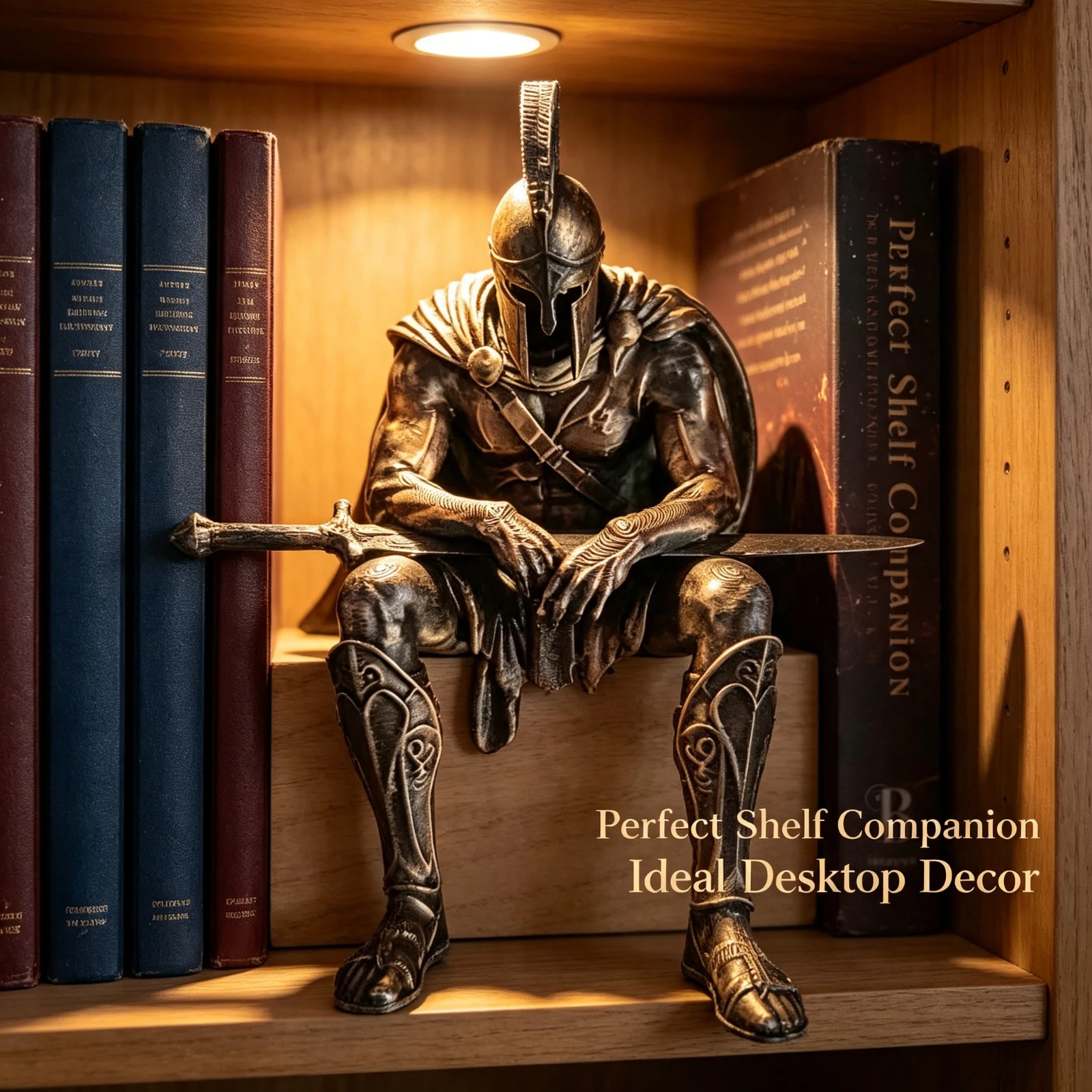1Pc Ancients Greeks Helmet Figure Warrior Shelf, Sitter Statue Black Resin Spartan, Home Office Desk, Decor Gift For Men Boys