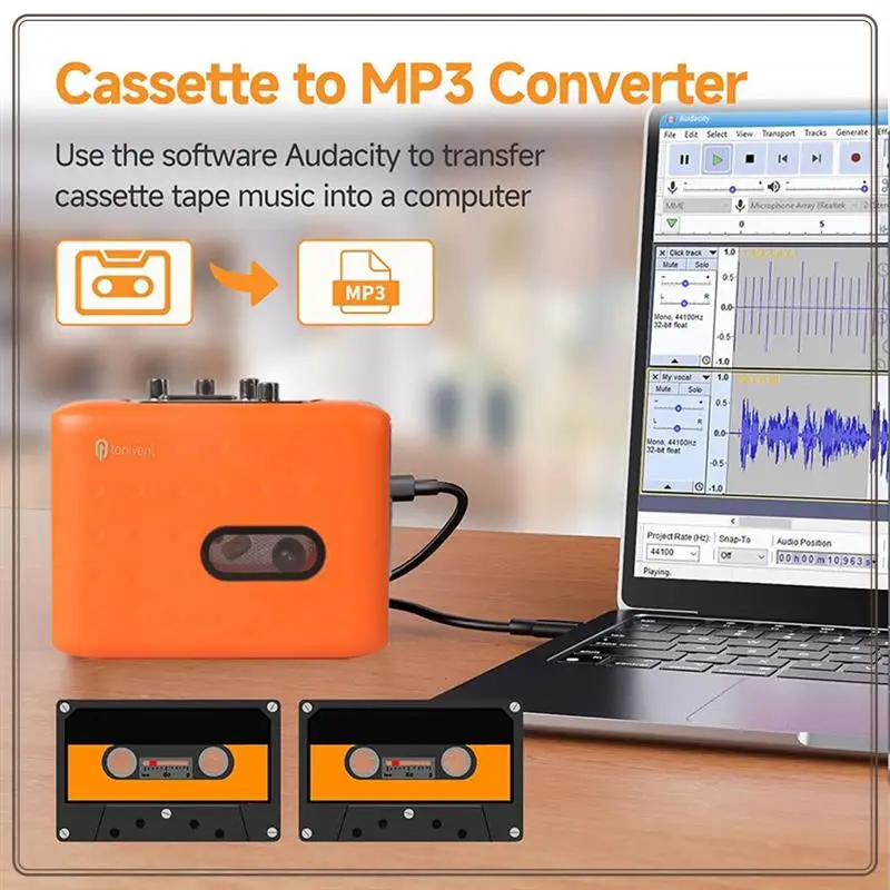 信頼性の高いポータブルカセットプレーヤーカセットレコーダーUSB CカセットテープからMP3コンバータカセットテーププレーヤー、ヘッドフォン付き、Por