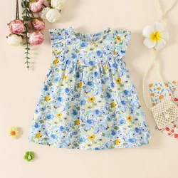 Baby Girl Dress Summer Girl Beach Dress Flower Print Cute Princess Dress Girls' Clothing