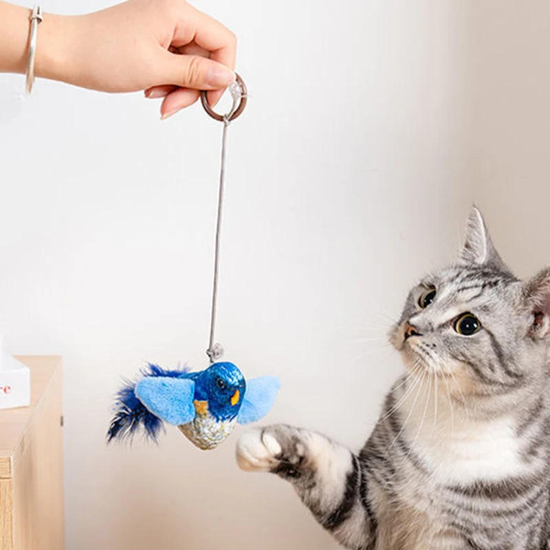 Juguete interactivo de pájaro de simulación, divertido palo para gato, pluma peluda, palo para gato, juguete resistente a mordeduras, juguete para rascar gatos, suministros para mascotas