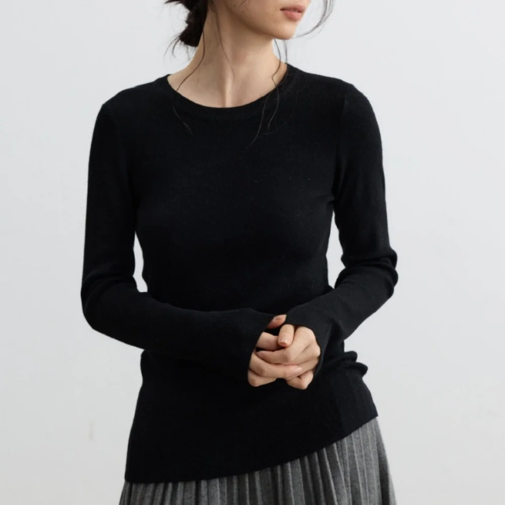 Women's Base Layer Tops 2026 Autumn Winter New Arrival Casual All-match Knit Sweaters Slim Fit Soft Crew Neck Blouses Pullovers