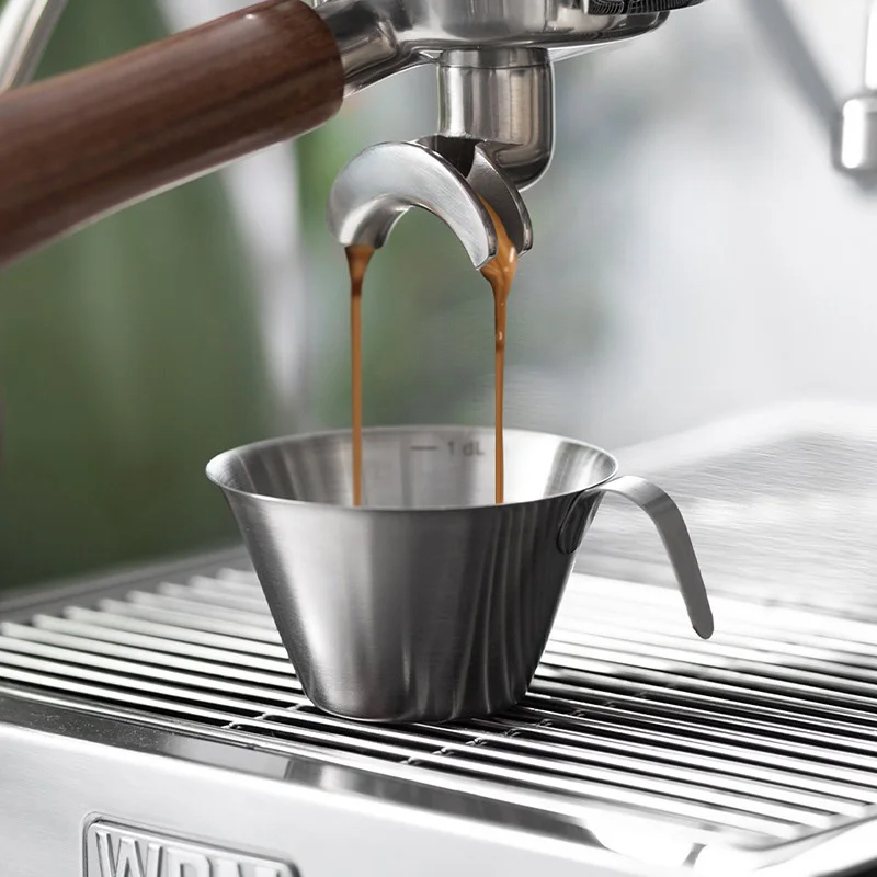 1/3 Stück Edelstahl-Messbecher, 3,5 Unzen, Kaffeeschnapsbecher mit Griff, Präzisionsskala für Espresso, Milch, Latte, Kunst, Baristas-Werkzeug