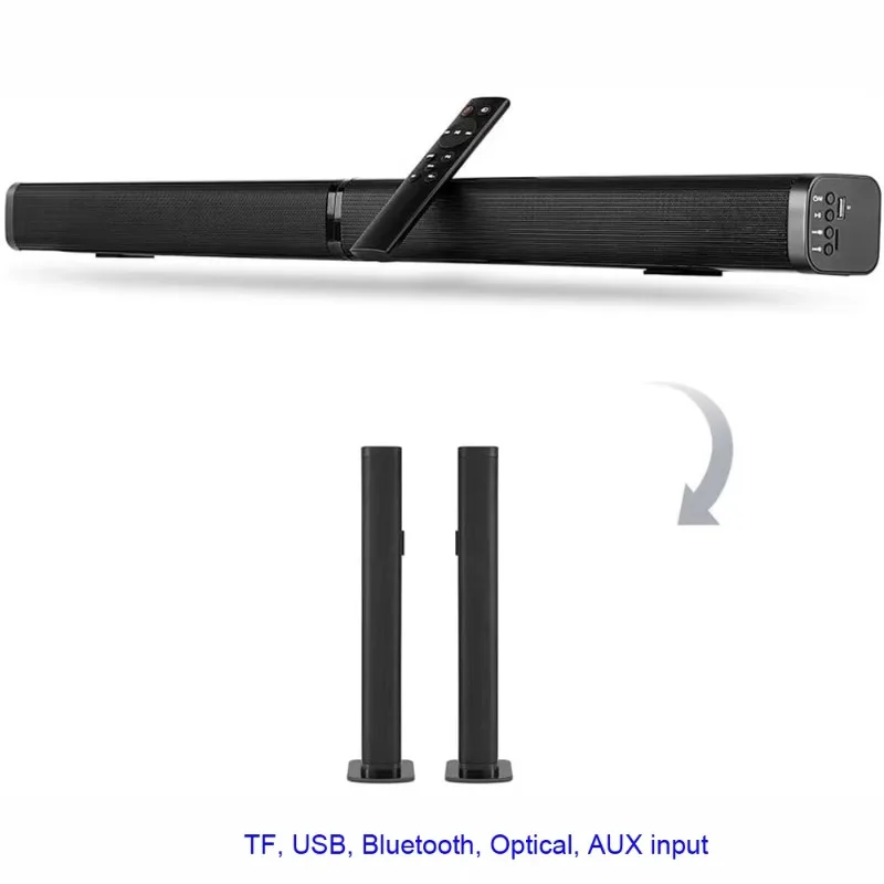 20W Black Desktop Stereo Speaker Multi‑Horn With Cool RGB Light Effect Wired Home Desktop Audio Speaker