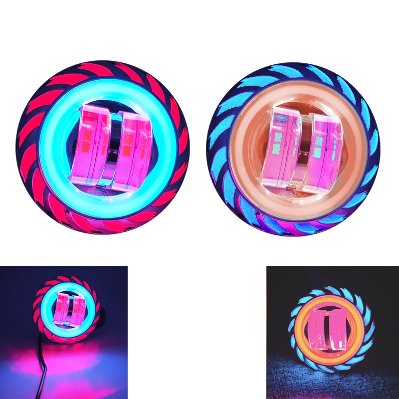 Car Motorcycle 8000LM Headlight LED Angel Devil Eyes Headlight Projector Lens High/Low Beam Strobe Spotlight DRL Dual Halo Lamp