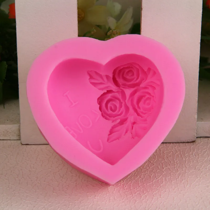 3D Love Heart Rose Flower Silicone Soap Mold Handmade Candle Making Mold Diy Chocolate Cake Decoration Baking Tools Home Gifts