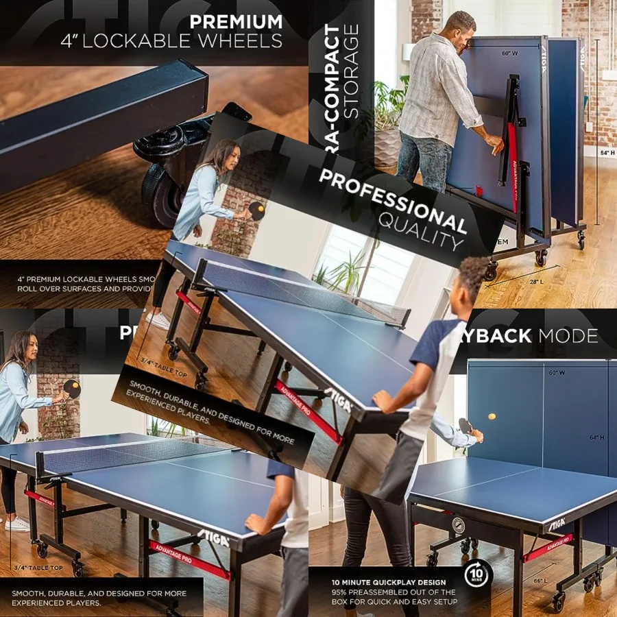 

Ping Pong Tables for recreational to tournament play MDF tabletops in 13/15/18/25mm thickness black finish quickplay 10-minute