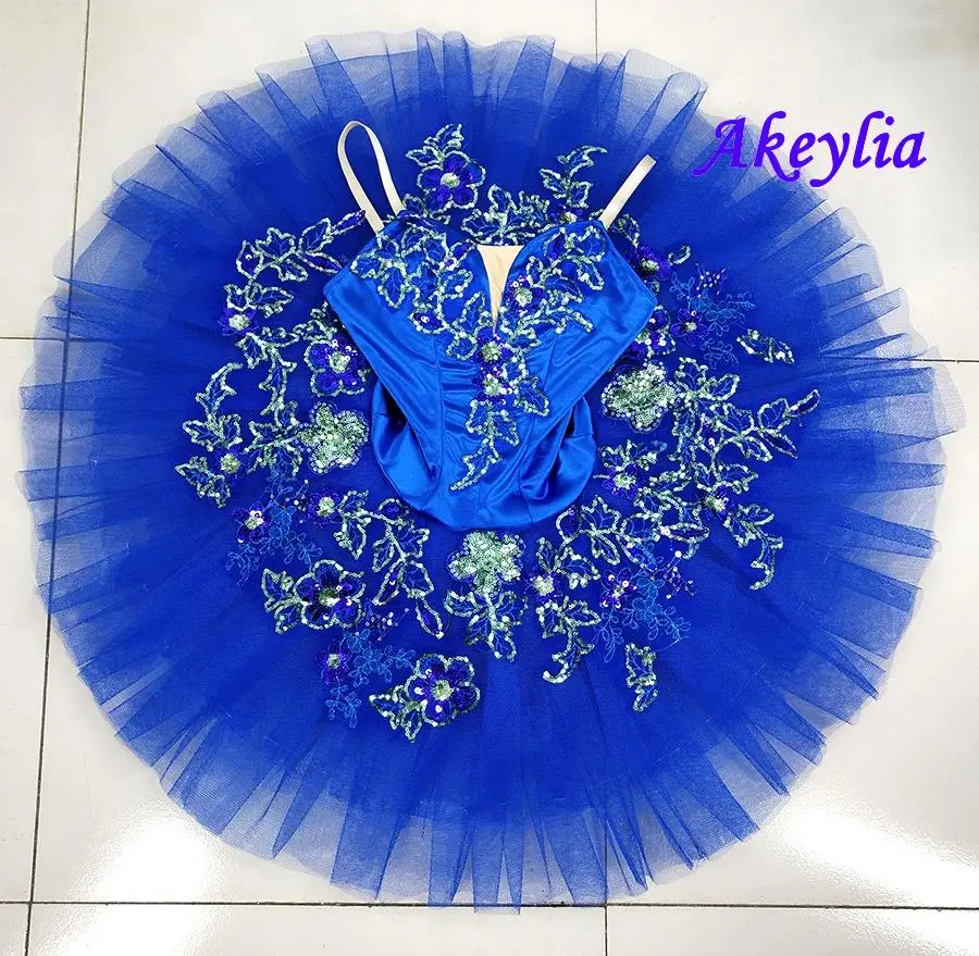 Pancake tutu blue bird girls professional ballet tutus royal blue swan classical ballet stage costume girl woman variation 19052