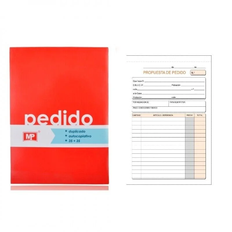 Talonario de PEDIDO numerado con copias papeleria oficina MP pack 10-30 unds