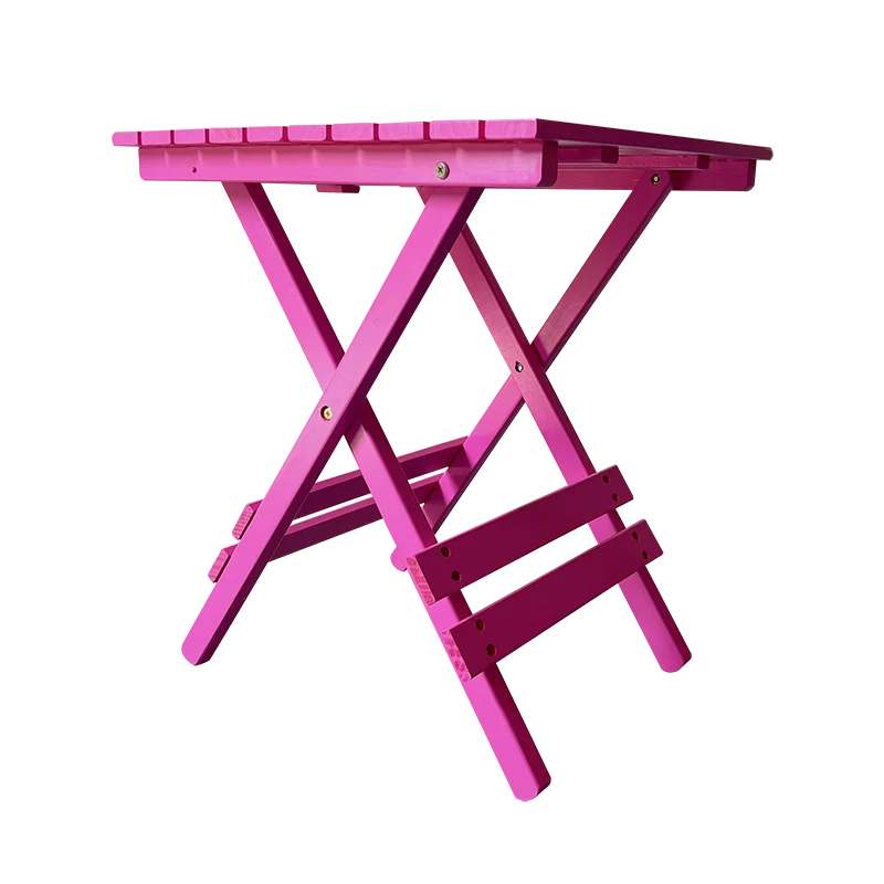 Foldable Solid Wood Side Table Dopamine Color Dining DeskPortable Outdoor Balcony TableCompact Space-Saving Furniture for Small