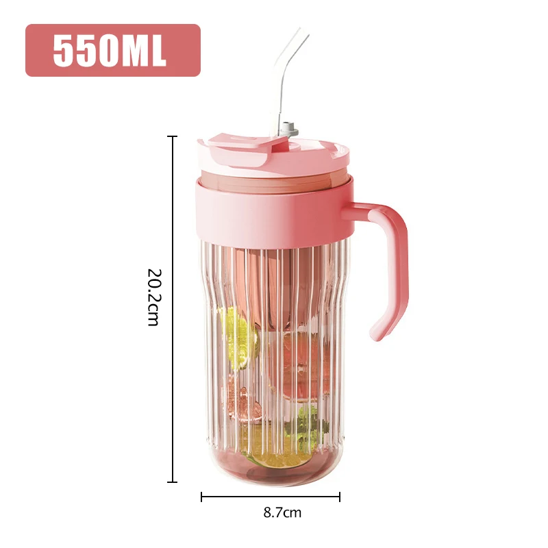 550ML Drinking Glass Tumbler With Lid And Straw Glass Coffee Cup Glass Mug Milk Juice Cup Transparent Cup Juice Mocha Cups