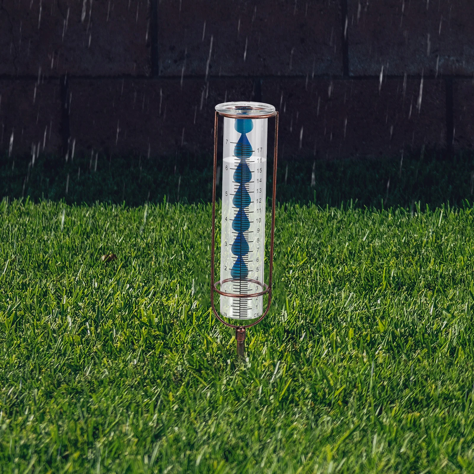 

7 Inches Rain Gauge Outdoor Clear Scale Rainfall Monitor with Metal Stake for Garden Yard Decoration Rain Gauge