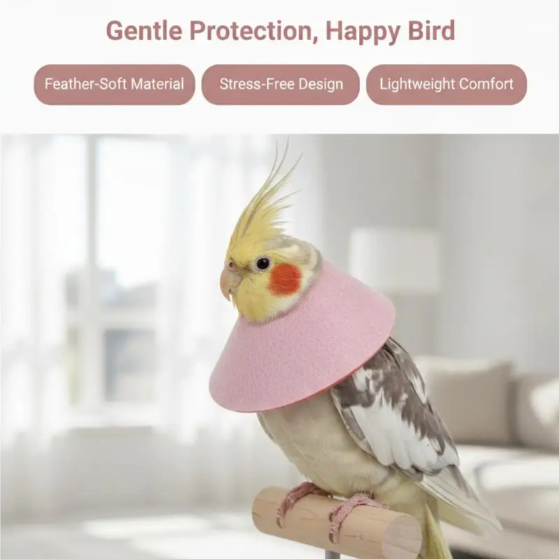 Anti Bite Bird Collar Breathable Soft Adjustable Bird Neck Collar for Parrot Cockatiel Post Surgery Recovery