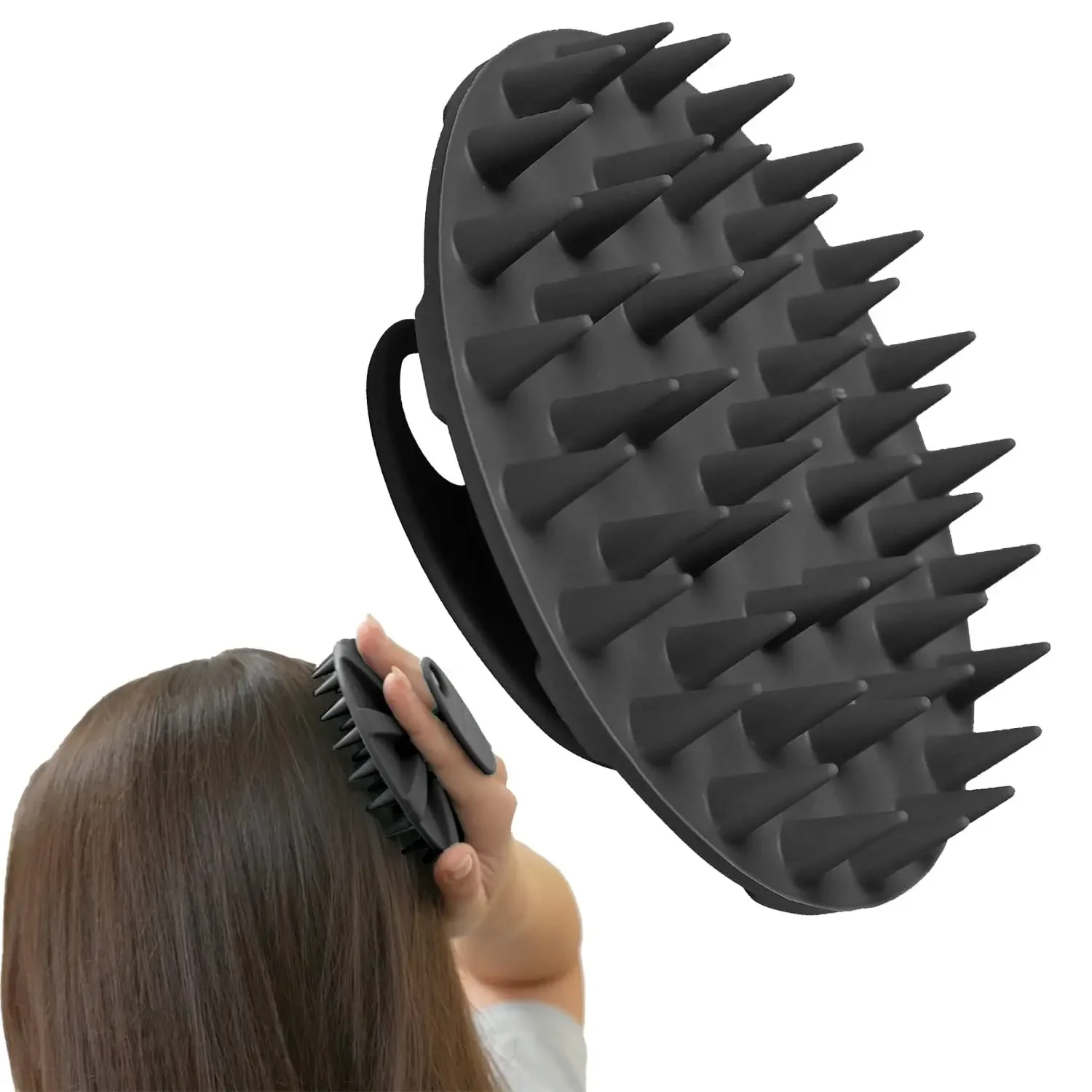 

Wet & Dry Scalp Massager Brush, Soft Silicone Bristles for Hair Growth and Dandruff Control, Gentle on All Hair Types (Black)