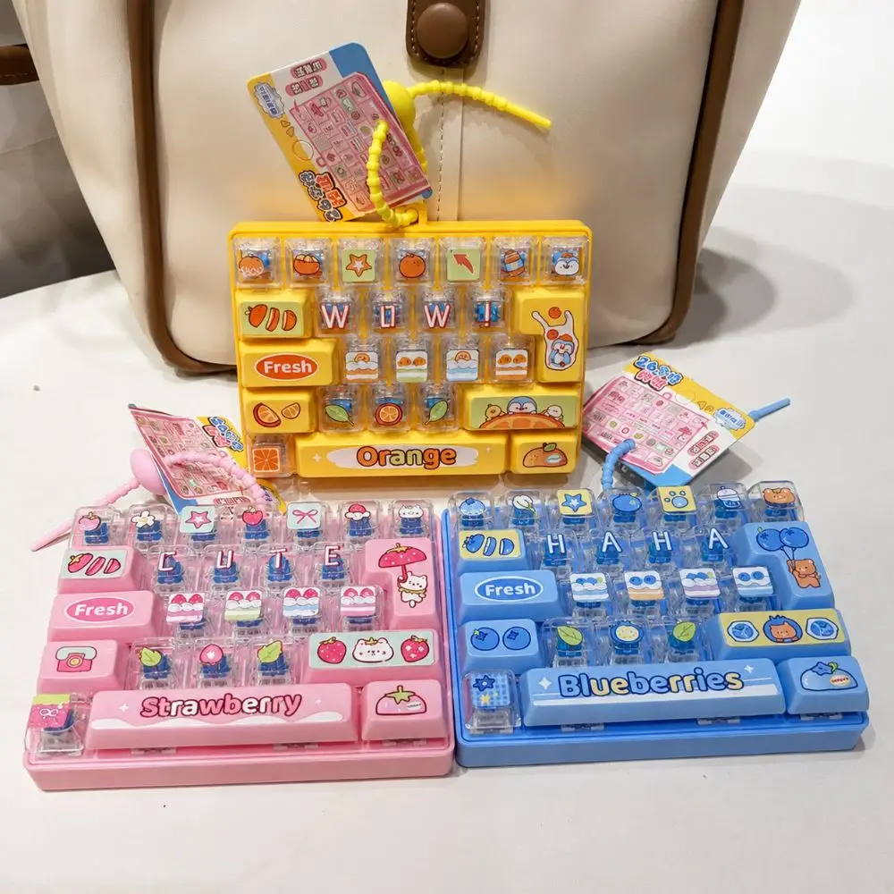 26 Keys Mechanical Keyboard Clear Key Sounds Keychain Stress Relief Fidget Gift Hangable Bag Pendant Charm Stress Relief Use
