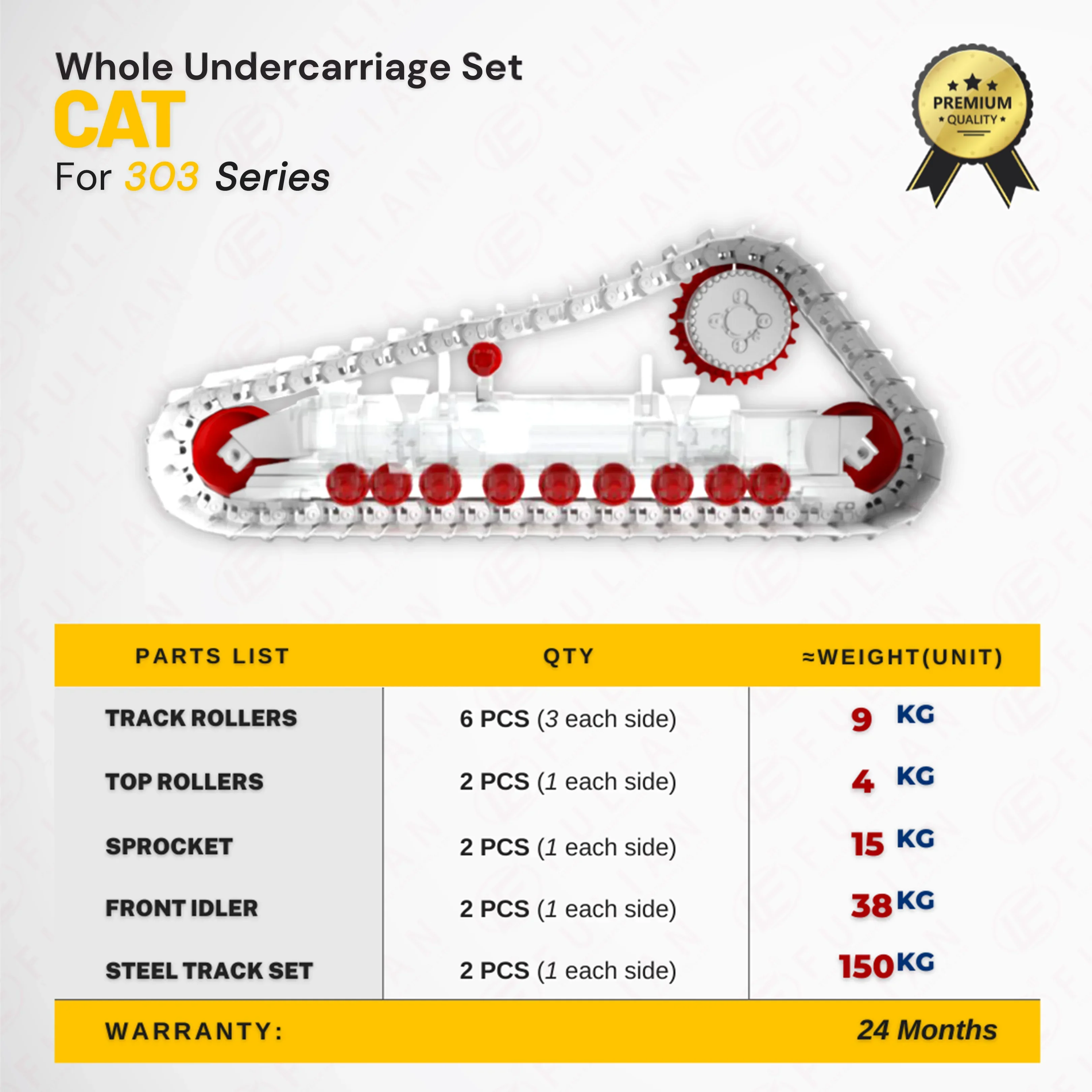 for 303 303CR 303CCR Excavator Undercarriage Parts Rubber Track Sprocket Idler Top roller Bottom Roller For Caterpillar