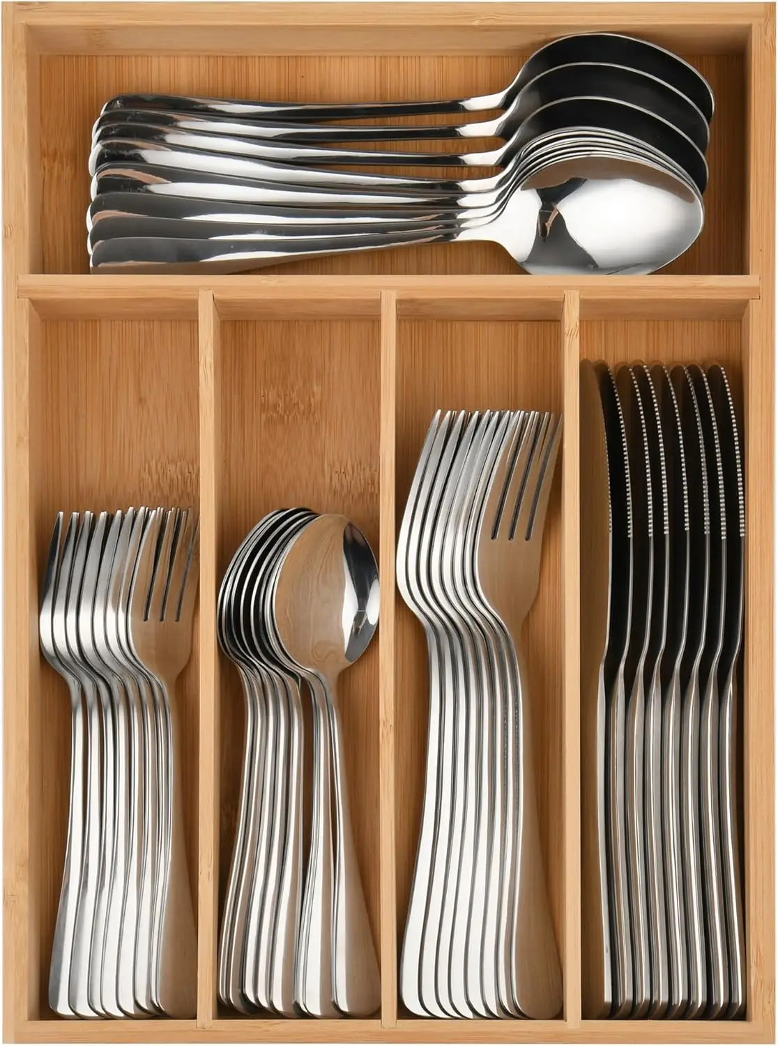 

40 Piece Silverware Set with Drawer Organizer for 8, Heavy Duty Stainless Steel Flatware Cutlery Set