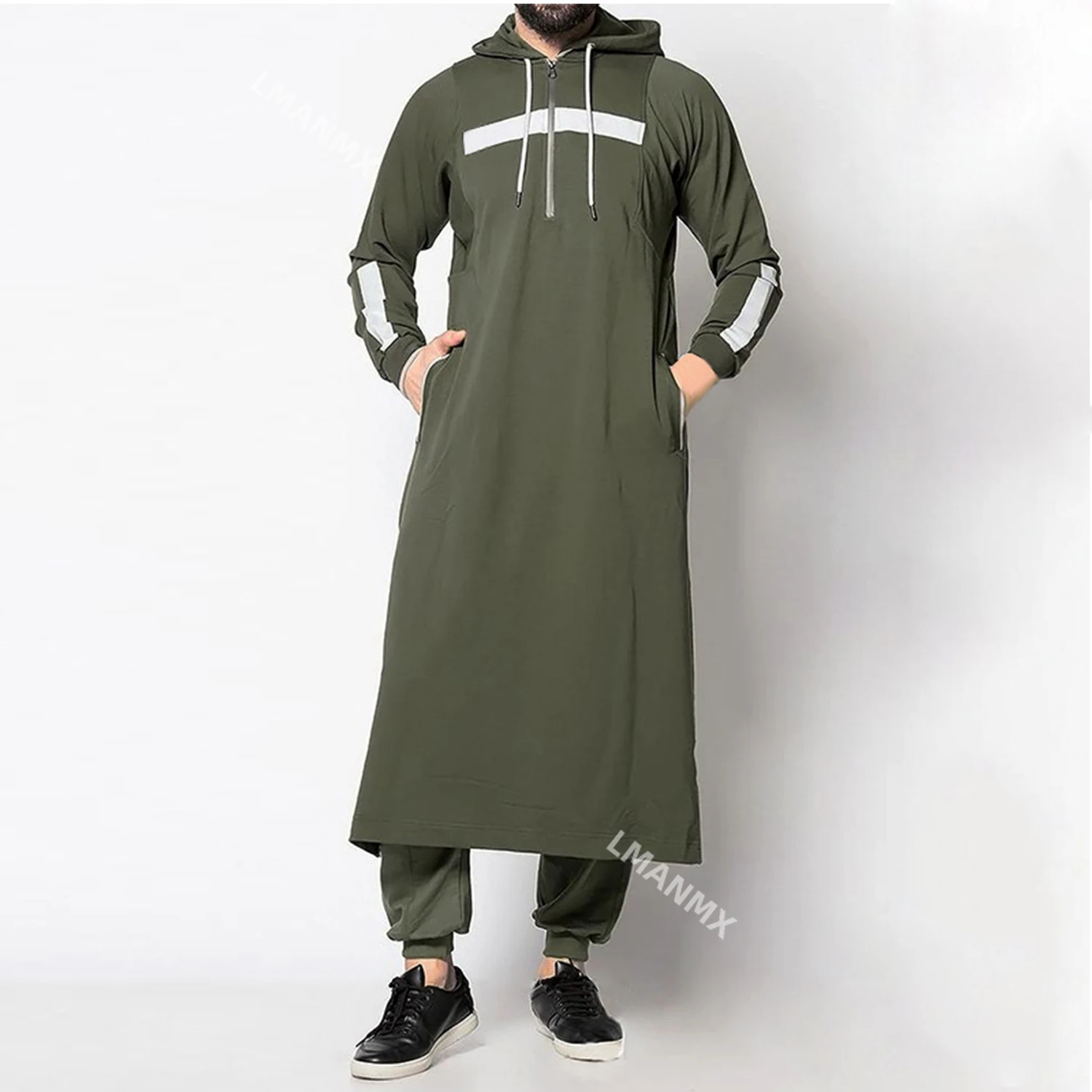 Camisolas compridas masculinas de Dubai, capuz islâmico, robe árabe saudita, blusa casual solta, roupa masculina, muçulmano