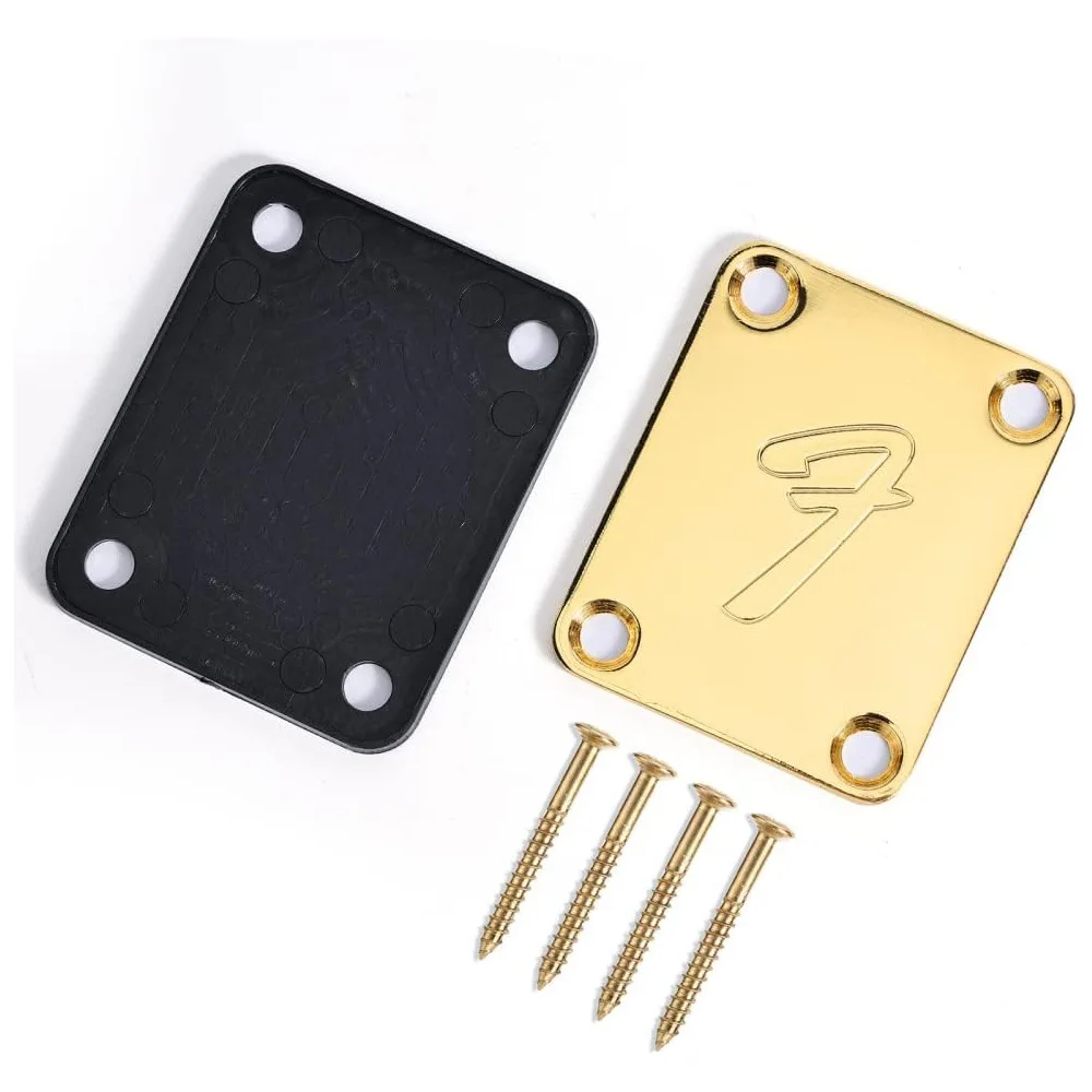 Electric Guitar Neck Plate, Vintage Style Guitar Back Plate with Screws, Fits Most Guitar Bass, Silver Gold Black - view 3