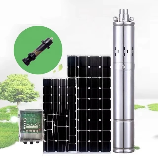 

100m lift 24v 36v DC submersible 0.5 deep well solar powered water pump with external controller
