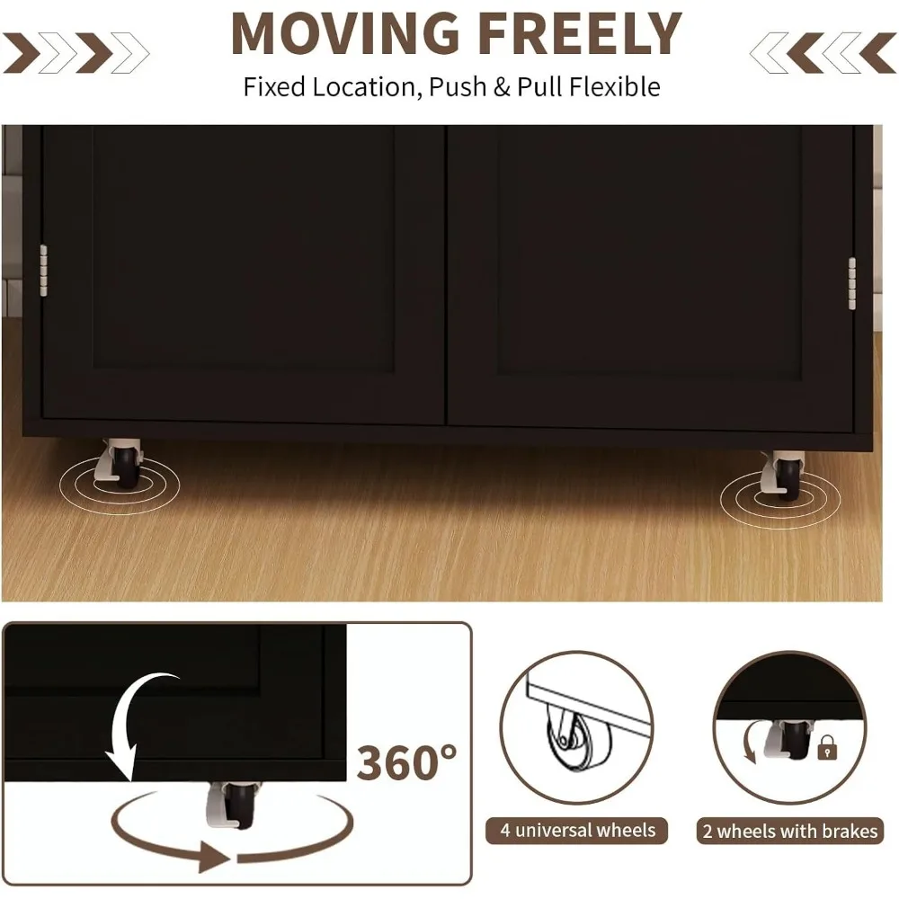 تخزين جزيرة المطبخ مع سطح طاولة، وعربة أدوات دوارة مع أدراج، وخزائن، ورف توابل، وحامل منشفة لجهاز الهاتف المحمول #5