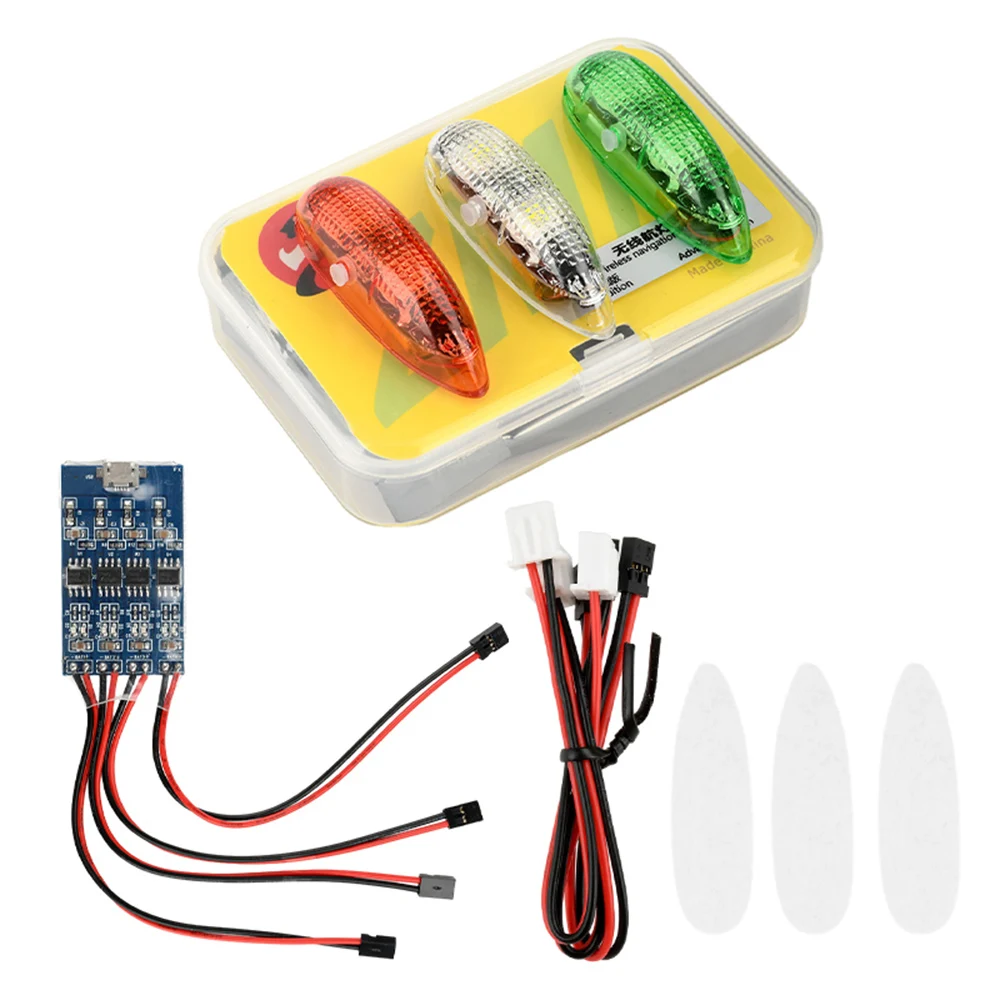 Wireless Simulation Navigation Light 1S Rechargeable 4 Modes LED Lights for RC fixed-wing Aircraft UAV FPV Drone Toy